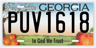 GA license plate PUV1618