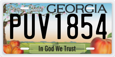 GA license plate PUV1854