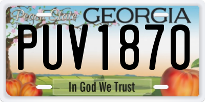 GA license plate PUV1870