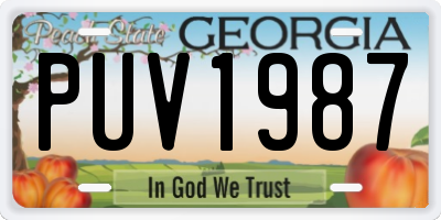GA license plate PUV1987