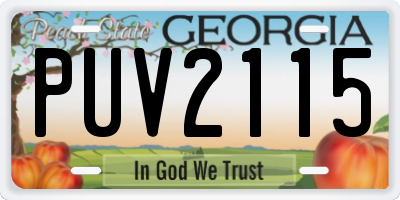 GA license plate PUV2115
