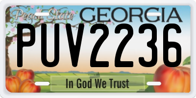 GA license plate PUV2236