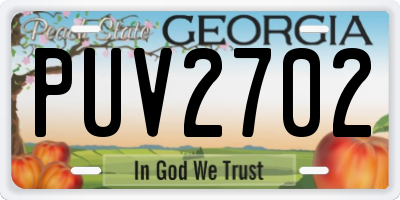 GA license plate PUV2702