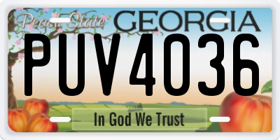 GA license plate PUV4036