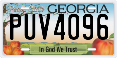 GA license plate PUV4096