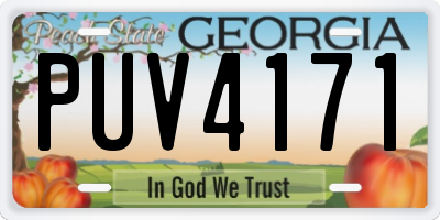 GA license plate PUV4171