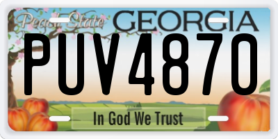 GA license plate PUV4870