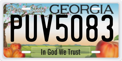 GA license plate PUV5083