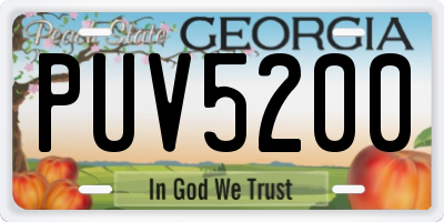 GA license plate PUV5200
