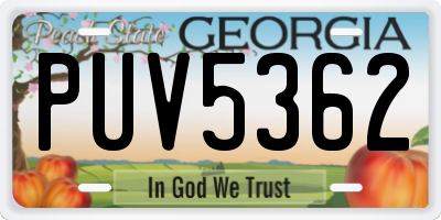 GA license plate PUV5362
