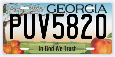 GA license plate PUV5820