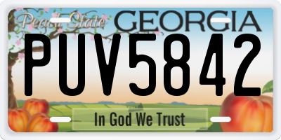 GA license plate PUV5842