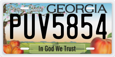GA license plate PUV5854