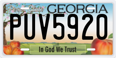 GA license plate PUV5920