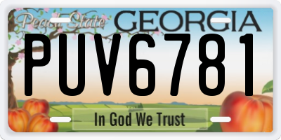 GA license plate PUV6781