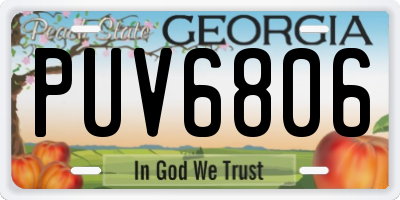 GA license plate PUV6806