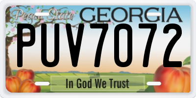 GA license plate PUV7072