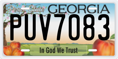 GA license plate PUV7083