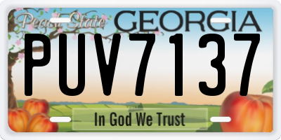 GA license plate PUV7137