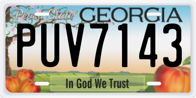 GA license plate PUV7143