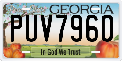 GA license plate PUV7960