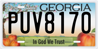 GA license plate PUV8170