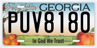 GA license plate PUV8180
