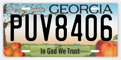 GA license plate PUV8406