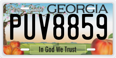 GA license plate PUV8859