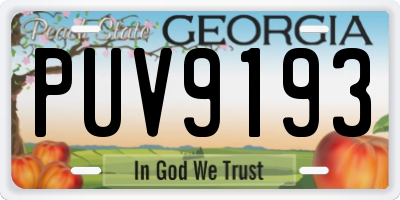 GA license plate PUV9193