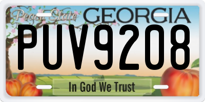 GA license plate PUV9208