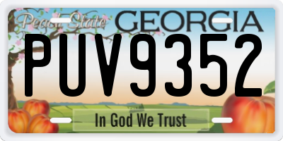 GA license plate PUV9352