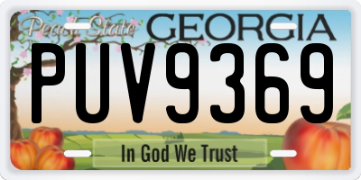 GA license plate PUV9369