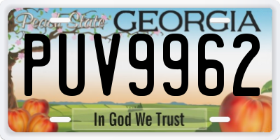 GA license plate PUV9962