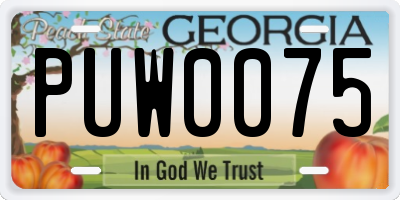 GA license plate PUW0075