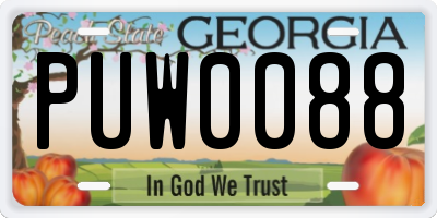 GA license plate PUW0088