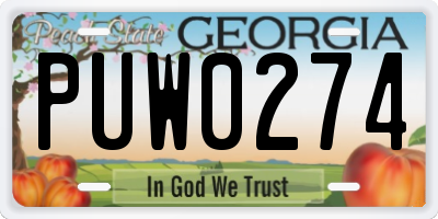 GA license plate PUW0274