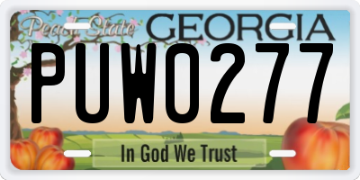 GA license plate PUW0277