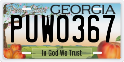 GA license plate PUW0367