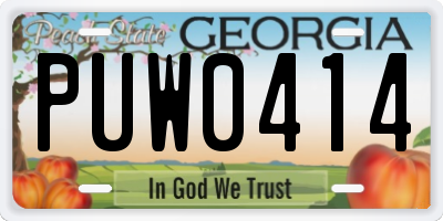 GA license plate PUW0414