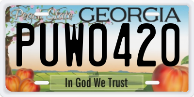 GA license plate PUW0420