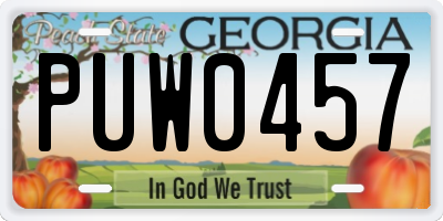 GA license plate PUW0457