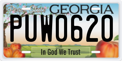 GA license plate PUW0620
