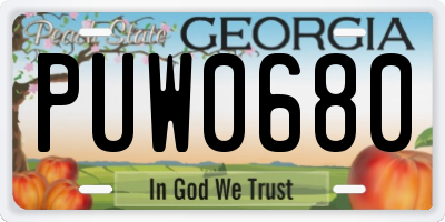 GA license plate PUW0680