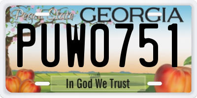GA license plate PUW0751