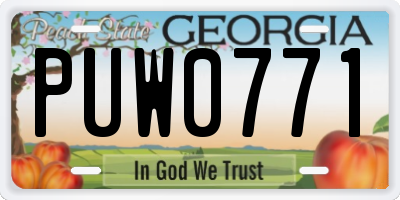GA license plate PUW0771