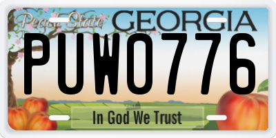 GA license plate PUW0776