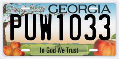 GA license plate PUW1033