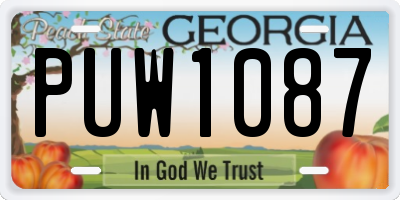 GA license plate PUW1087