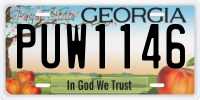 GA license plate PUW1146